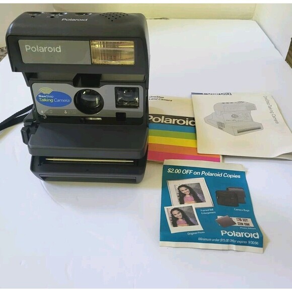 Vintage Polaroid 600 One Step Talking Camera Instant Pics With Manual Untested